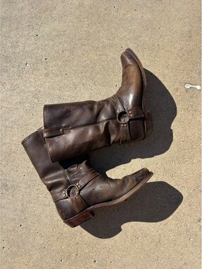 Vintage Boulet Brown Leather engineer/Harness Biker Boots 9D